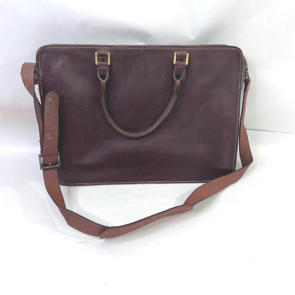 Wilsons Leather Pelle Studio Briefcase Brown Leather Messenger Bag Satchel